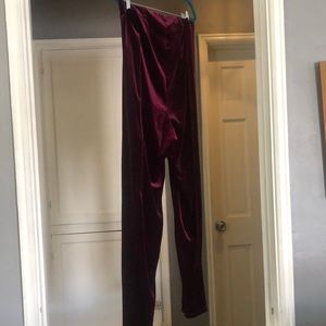 Burgundy Velvet Leggings